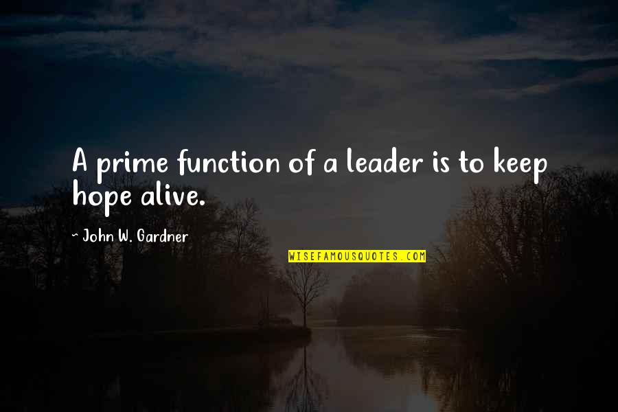 Keep Hope Alive Quotes By John W. Gardner: A prime function of a leader is to