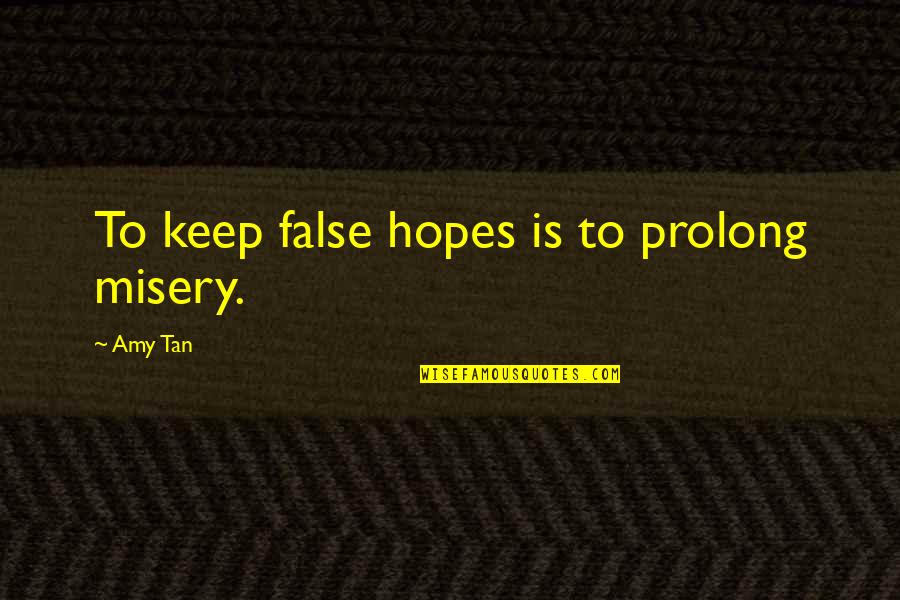 Keep Hopes Up Quotes By Amy Tan: To keep false hopes is to prolong misery.