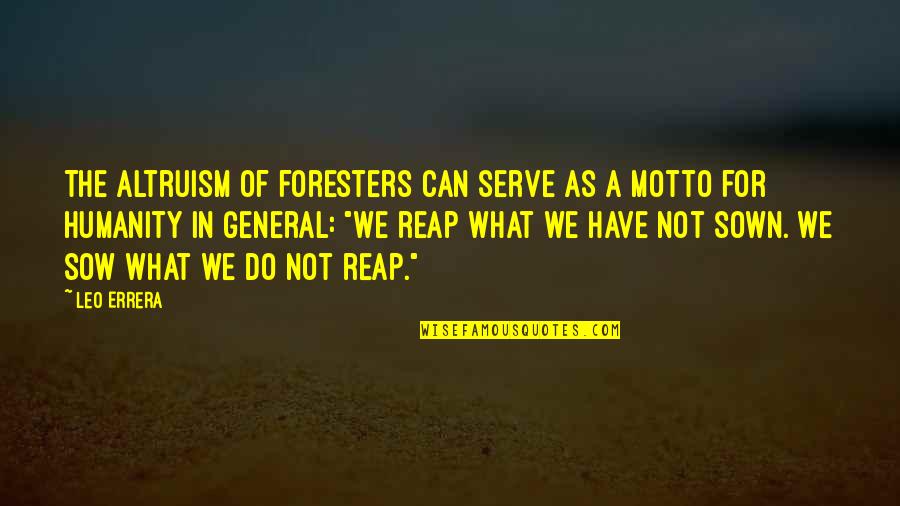 Keep Hydrated Quotes By Leo Errera: The altruism of foresters can serve as a