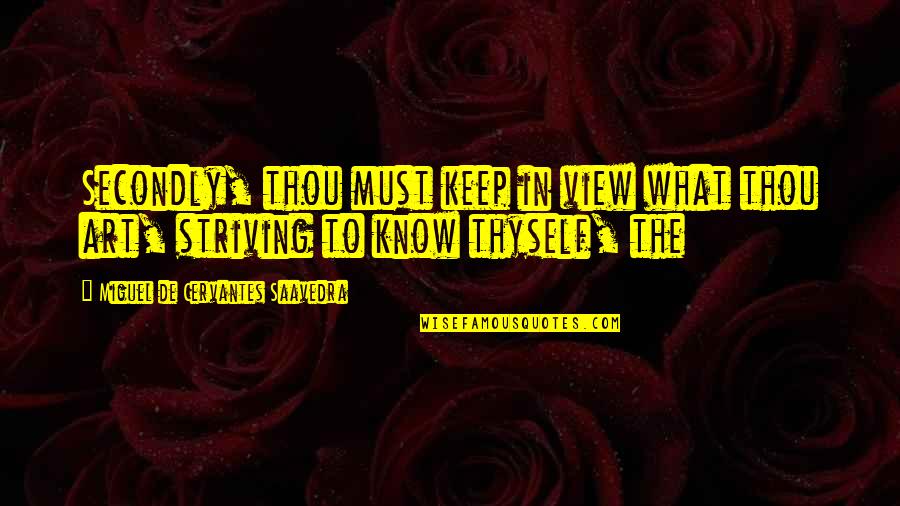 Keep On Striving Quotes By Miguel De Cervantes Saavedra: Secondly, thou must keep in view what thou