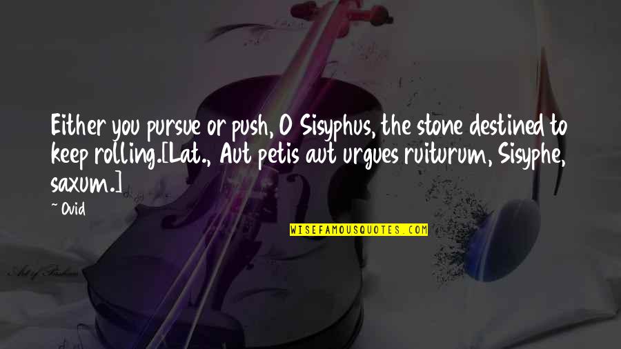 Keep Push Quotes By Ovid: Either you pursue or push, O Sisyphus, the