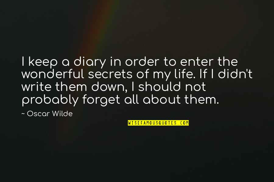 Keep Secrets Quotes By Oscar Wilde: I keep a diary in order to enter