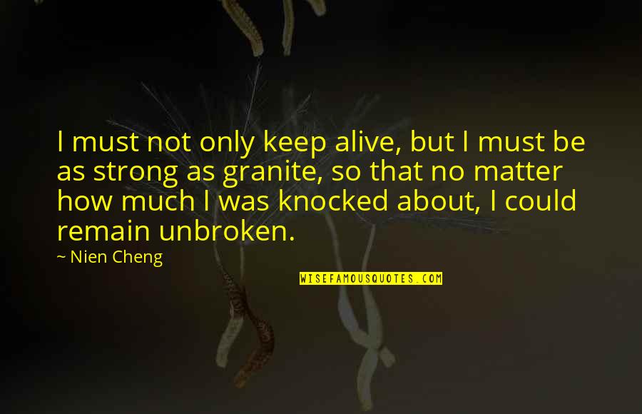 Keep Strong Quotes By Nien Cheng: I must not only keep alive, but I