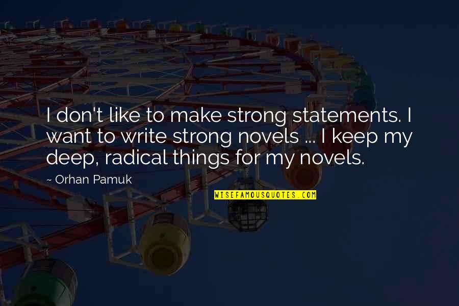 Keep Strong Quotes By Orhan Pamuk: I don't like to make strong statements. I