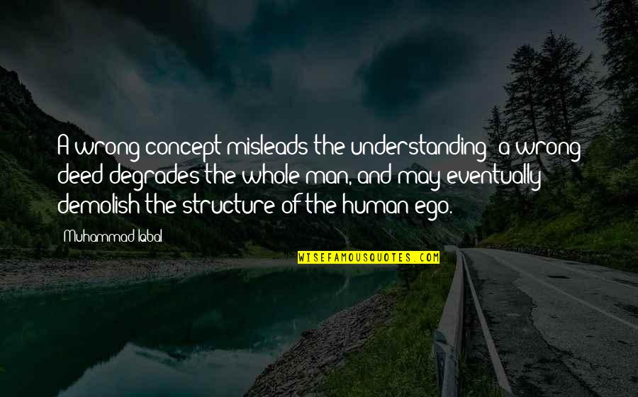 Keep Your Standards High Quotes By Muhammad Iqbal: A wrong concept misleads the understanding; a wrong