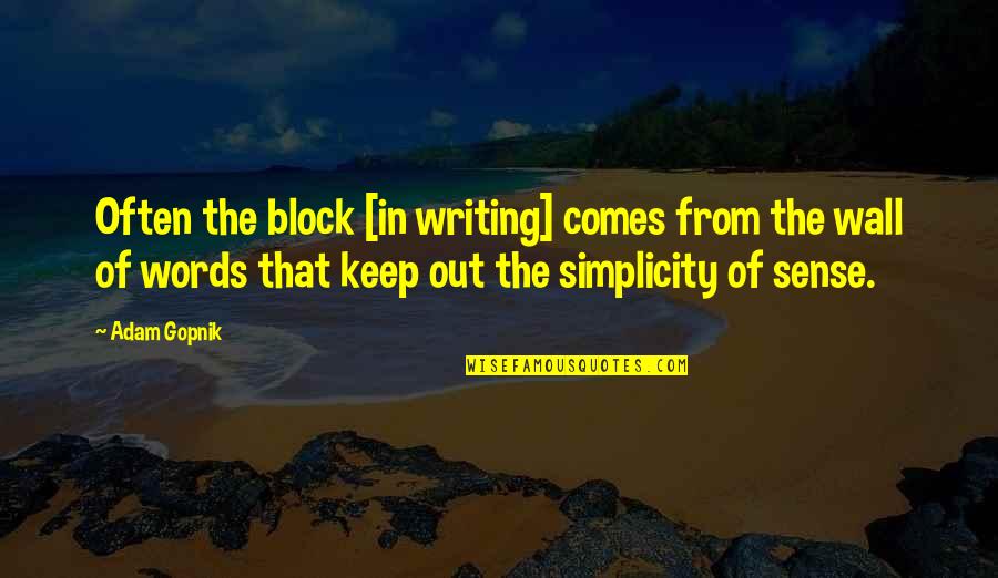 Keep Your Wall Up Quotes By Adam Gopnik: Often the block [in writing] comes from the