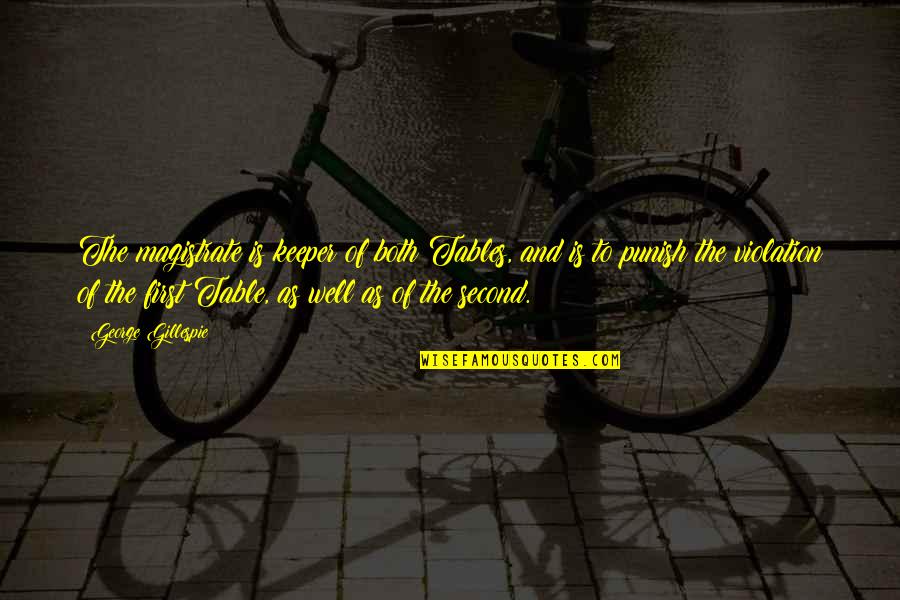 Keeper Quotes By George Gillespie: The magistrate is keeper of both Tables, and Keeper Quotes By George Gillespie: The magistrate is keeper of both Tables, and