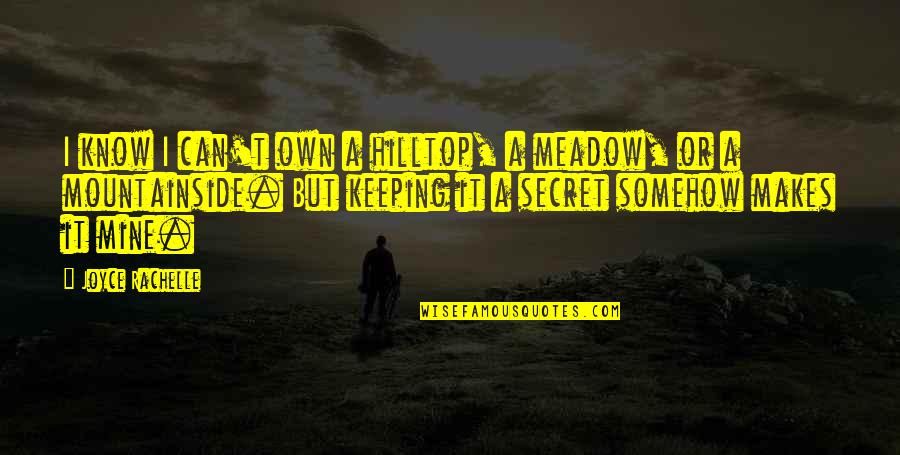 Keeping Quiet Quotes By Joyce Rachelle: I know I can't own a hilltop, a Keeping Quiet Quotes By Joyce Rachelle: I know I can't own a hilltop, a