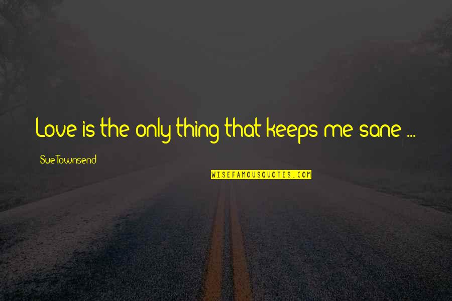 Keeps Me Sane Quotes By Sue Townsend: Love is the only thing that keeps me