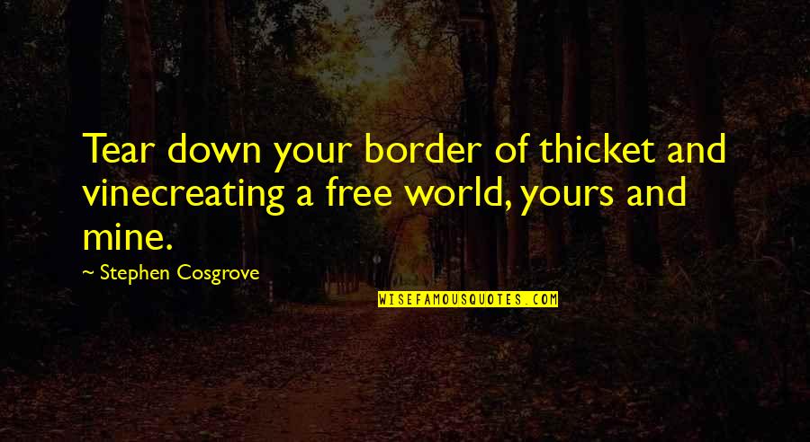 Keesjenndi Quotes By Stephen Cosgrove: Tear down your border of thicket and vinecreating