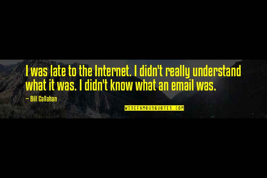 Kehler Ford Quotes By Bill Callahan: I was late to the Internet. I didn't