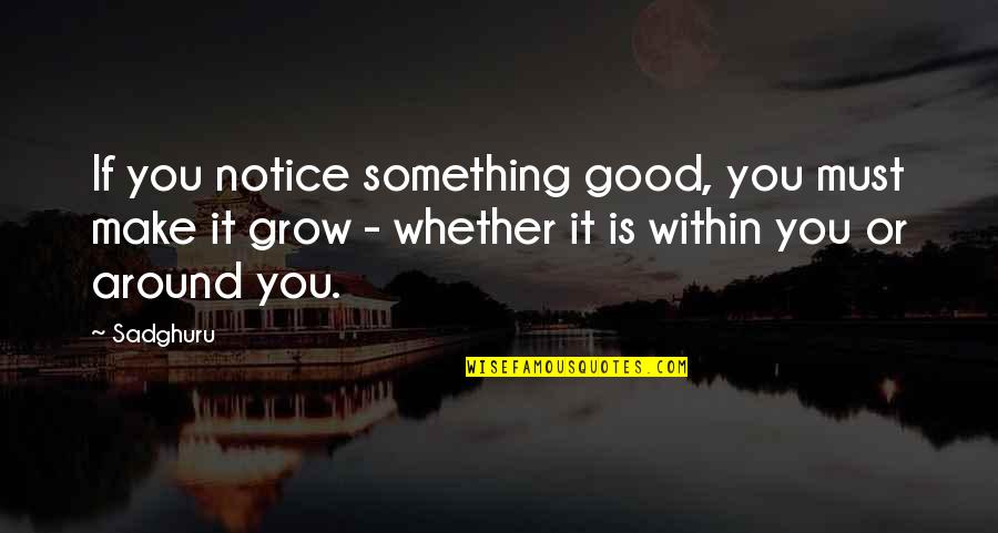 Keiner Jeanie Quotes By Sadghuru: If you notice something good, you must make