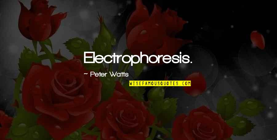 Keir Bloomer Quotes By Peter Watts: Electrophoresis.