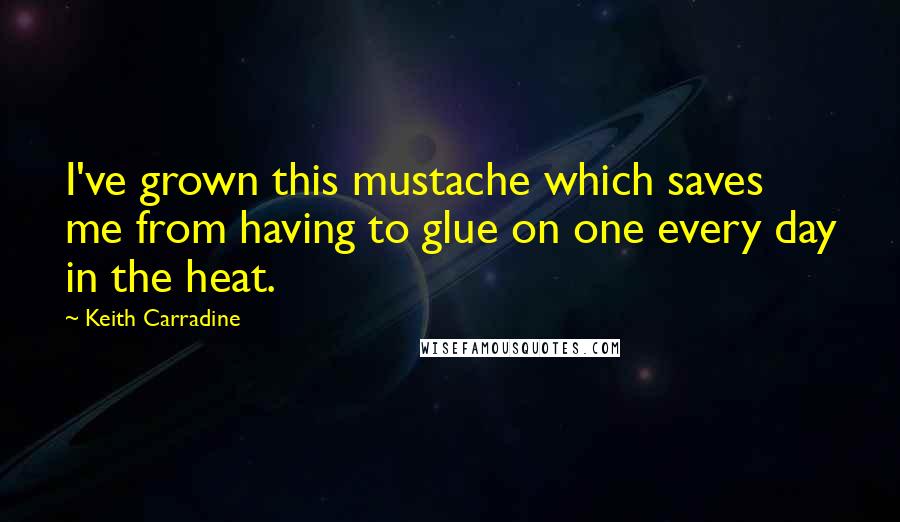 Keith Carradine quotes: I've grown this mustache which saves me from having to glue on one every day in the heat.