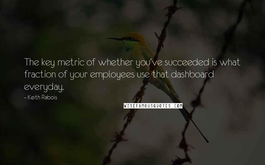 Keith Rabois quotes: The key metric of whether you've succeeded is what fraction of your employees use that dashboard everyday.