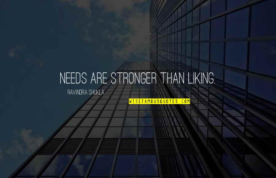 Kekoa Kekumano Quotes By Ravindra Shukla: Needs are stronger than liking.