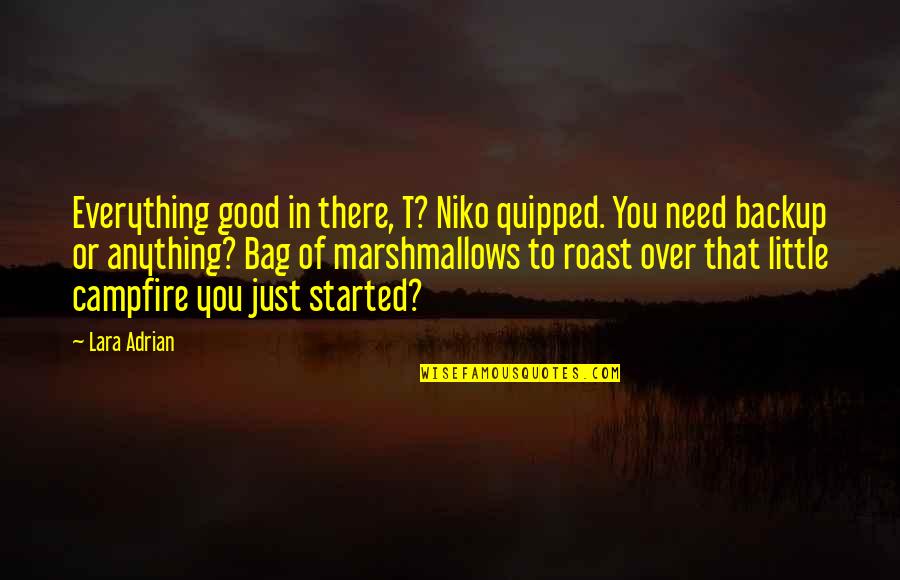Kelambu Lipat Quotes By Lara Adrian: Everything good in there, T? Niko quipped. You Kelambu Lipat Quotes By Lara Adrian: Everything good in there, T? Niko quipped. You