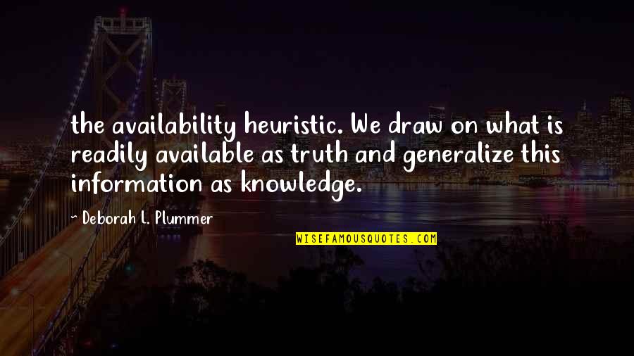 Kelleen Wold Quotes By Deborah L. Plummer: the availability heuristic. We draw on what is Kelleen Wold Quotes By Deborah L. Plummer: the availability heuristic. We draw on what is