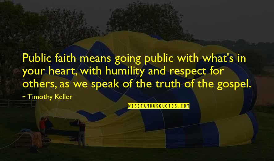 Keller's Quotes By Timothy Keller: Public faith means going public with what's in