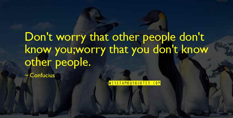 Keltoum Messahli Quotes By Confucius: Don't worry that other people don't know you;worry