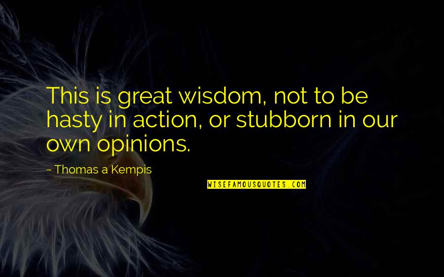 Kempis Quotes By Thomas A Kempis: This is great wisdom, not to be hasty