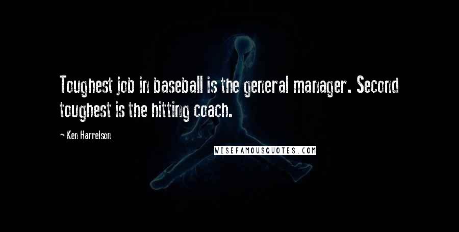 Ken Harrelson quotes: Toughest job in baseball is the general manager. Second toughest is the hitting coach.