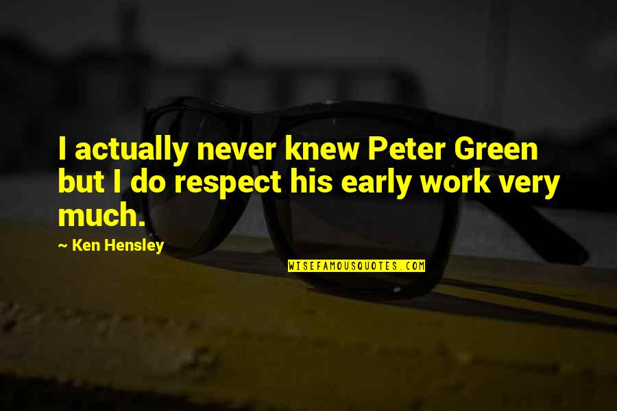 Ken Hensley Quotes By Ken Hensley: I actually never knew Peter Green but I