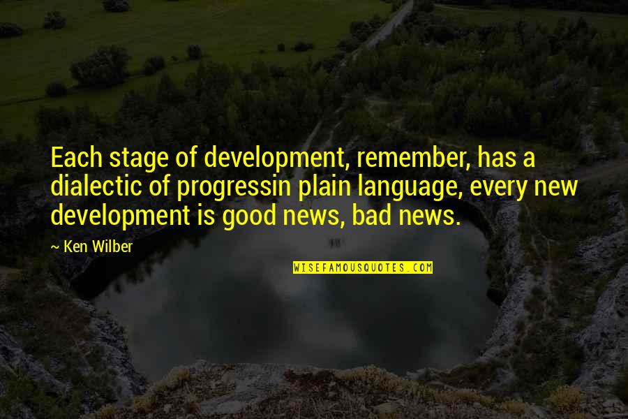 Ken Wilber Quotes By Ken Wilber: Each stage of development, remember, has a dialectic