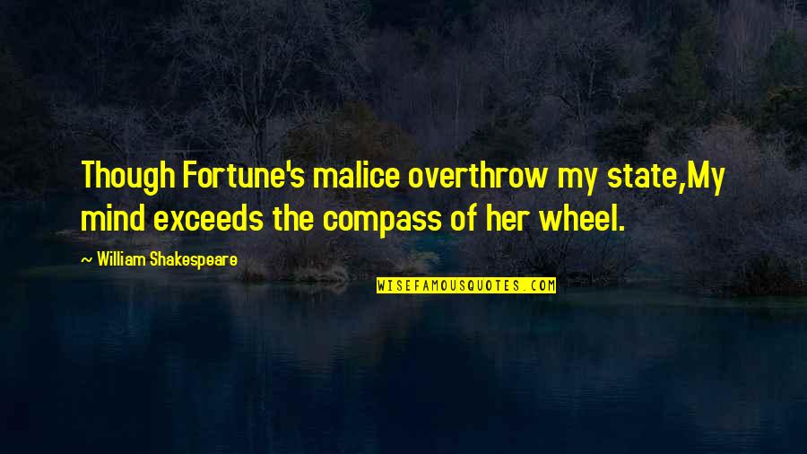 Kendig Quotes By William Shakespeare: Though Fortune's malice overthrow my state,My mind exceeds