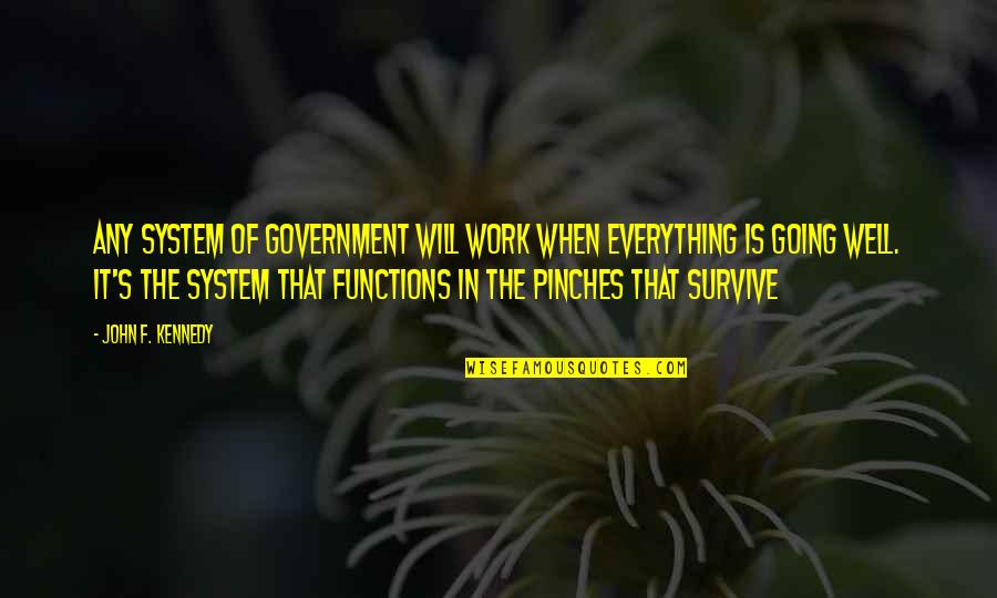 Kennedy John Quotes By John F. Kennedy: Any system of government will work when everything