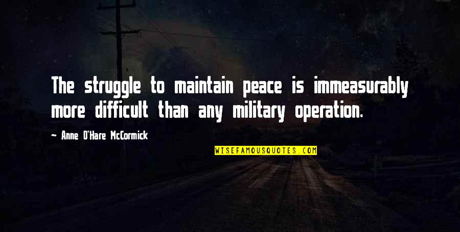 Kennen Build Quotes By Anne O'Hare McCormick: The struggle to maintain peace is immeasurably more