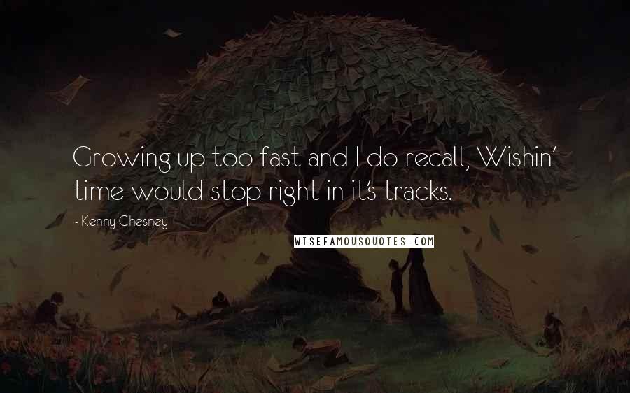 Kenny Chesney quotes: Growing up too fast and I do recall, Wishin' time would stop right in it's tracks.