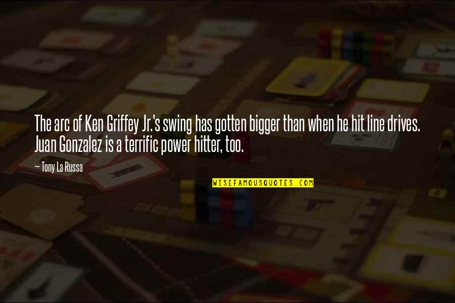 Ken's Quotes By Tony La Russa: The arc of Ken Griffey Jr.'s swing has