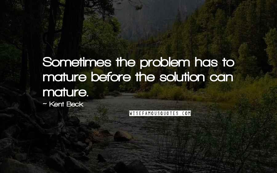 Kent Beck quotes: Sometimes the problem has to mature before the solution can mature.