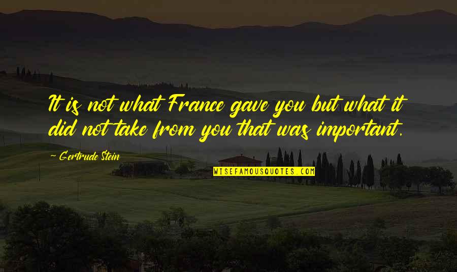 Keratip Quotes By Gertrude Stein: It is not what France gave you but Keratip Quotes By Gertrude Stein: It is not what France gave you but