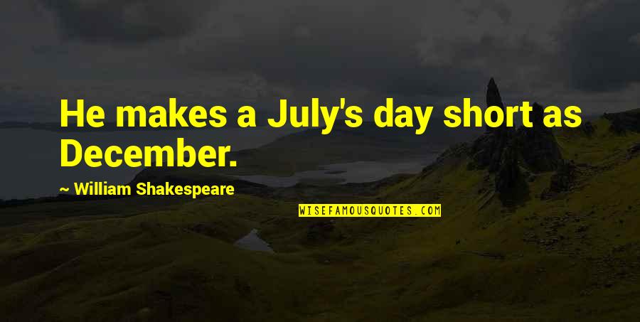 Kerkopes Bandit Quotes By William Shakespeare: He makes a July's day short as December. Kerkopes Bandit Quotes By William Shakespeare: He makes a July's day short as December.