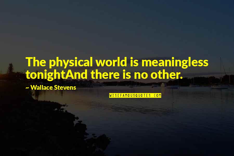 Kerouac The Road Quotes By Wallace Stevens: The physical world is meaningless tonightAnd there is
