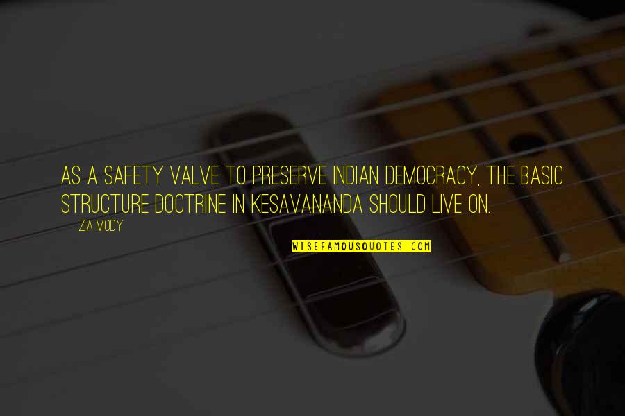 Kesavananda Quotes By Zia Mody: as a safety valve to preserve Indian democracy,