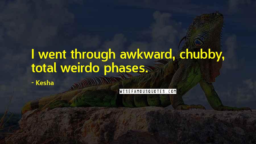 Kesha quotes: I went through awkward, chubby, total weirdo phases.