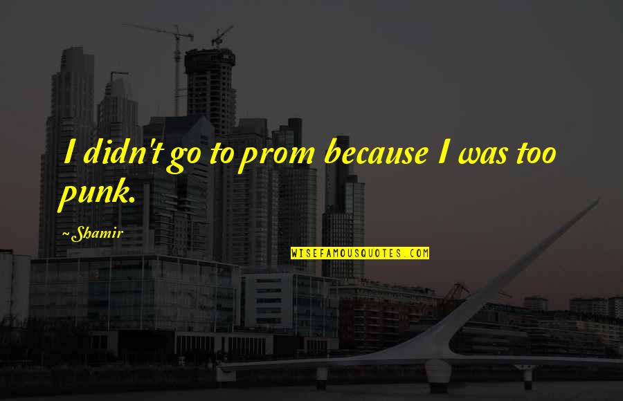 Kessner Tunnel Quotes By Shamir: I didn't go to prom because I was