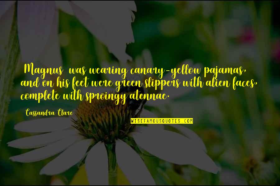 Ketakwaan Dalam Quotes By Cassandra Clare: [Magnus] was wearing canary-yellow pajamas, and on his