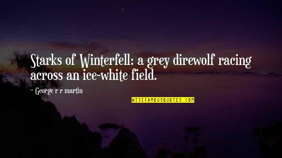 Kettleborough Suffolk Quotes By George R R Martin: Starks of Winterfell: a grey direwolf racing across