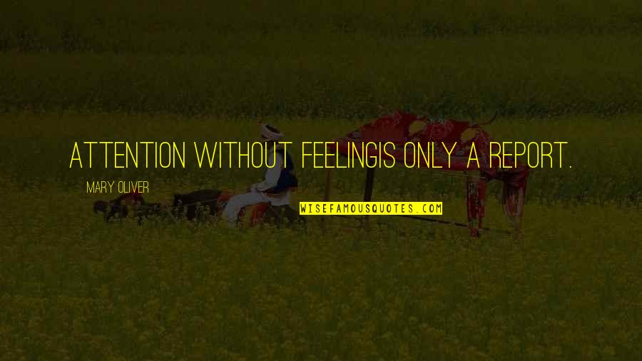 Kevin Magnussen Quotes By Mary Oliver: Attention without feelingis only a report.