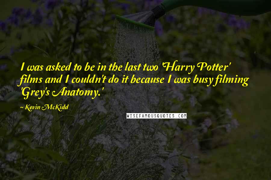 Kevin McKidd quotes: I was asked to be in the last two 'Harry Potter' films and I couldn't do it because I was busy filming 'Grey's Anatomy.'