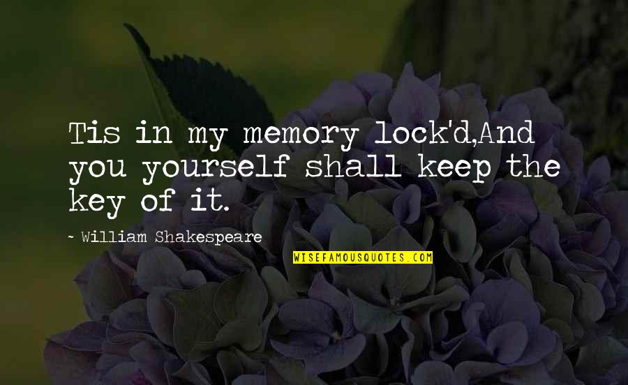 Key And Lock Quotes By William Shakespeare: Tis in my memory lock'd,And you yourself shall