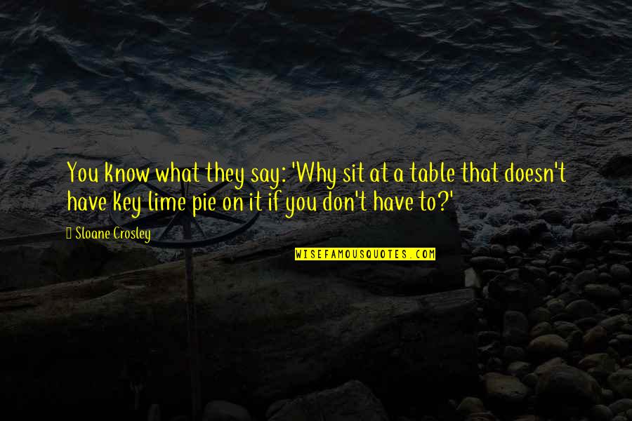 Key Lime Pie Quotes By Sloane Crosley: You know what they say: 'Why sit at