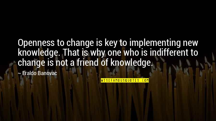 Key To Knowledge Is Quotes By Eraldo Banovac: Openness to change is key to implementing new