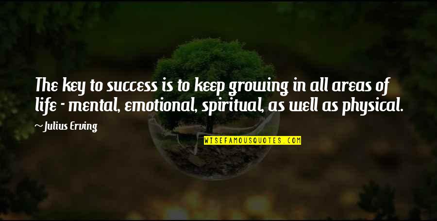 Key To Life Quotes By Julius Erving: The key to success is to keep growing