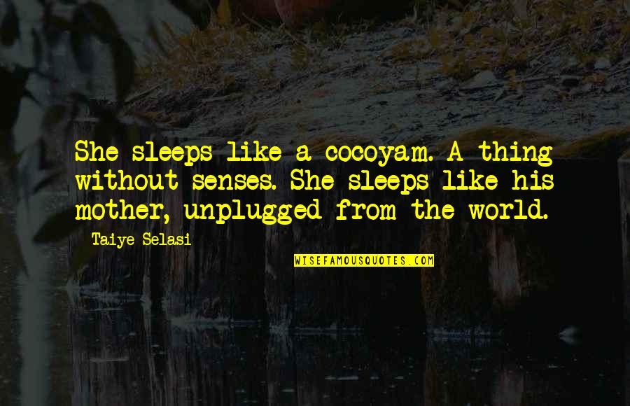 Key To Success Education Quotes By Taiye Selasi: She sleeps like a cocoyam. A thing without