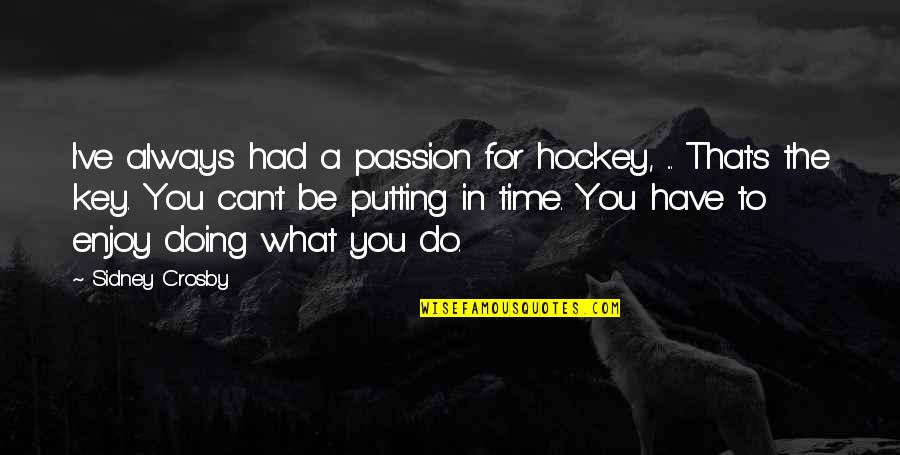 Keys And Time Quotes By Sidney Crosby: I've always had a passion for hockey, ...